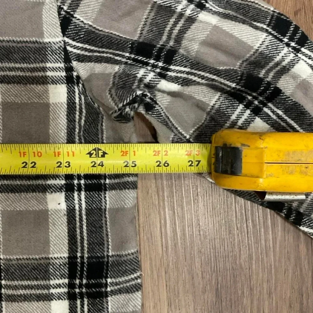 Little Bipsy black, white, and gray plaid button-up shirt